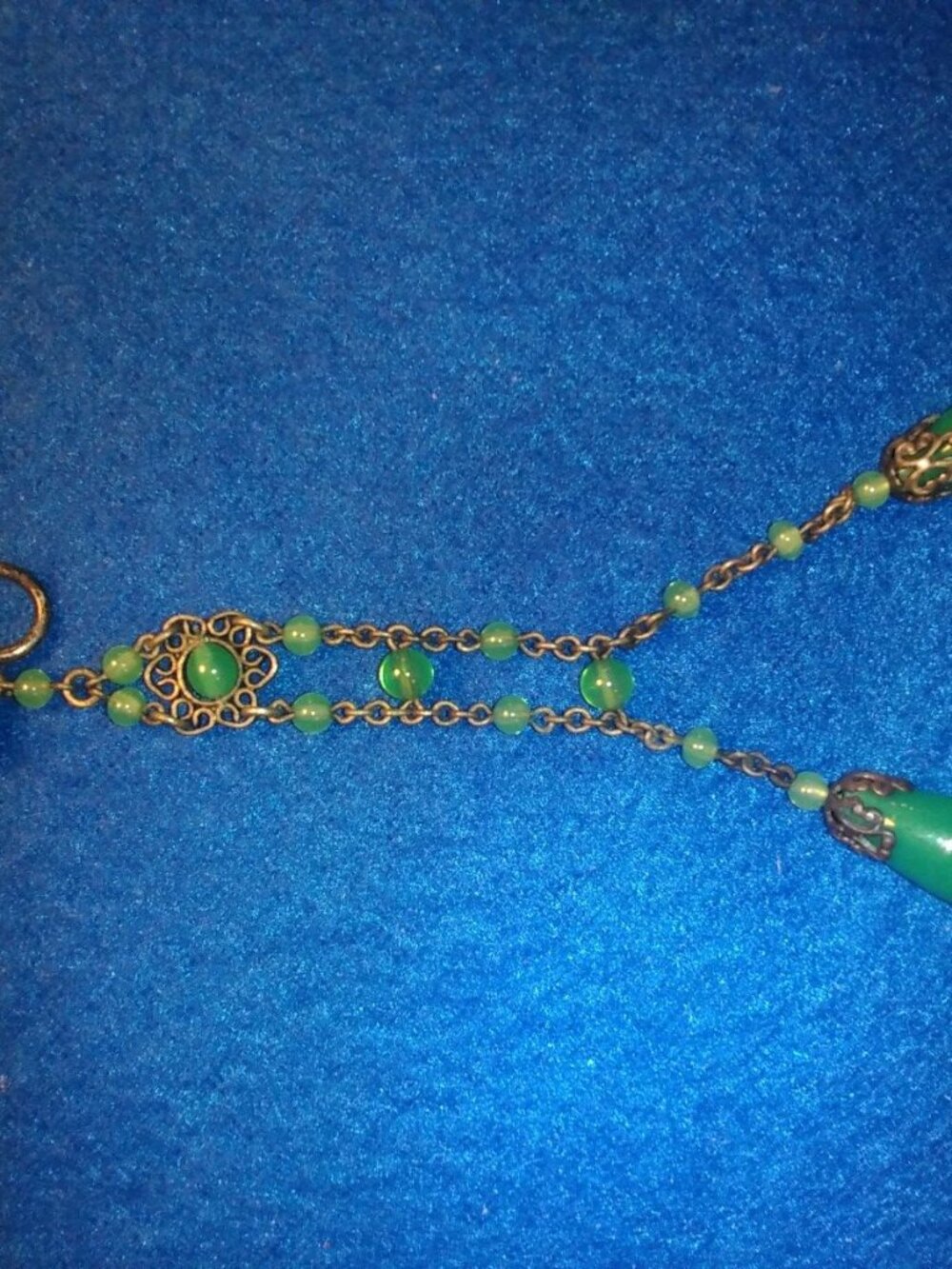 Vintage Sterling Silver Screw Post Type Ear Lobe Double Drop Green Jade Earring